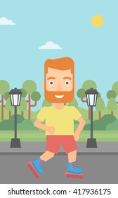 Sporty man on roller-skates.