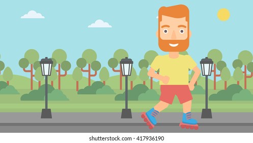 Sportlicher Mann auf Rollschuhen.