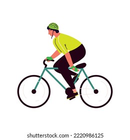 sporty man riding bicycle icon isolated