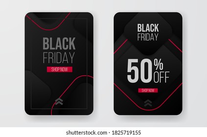 Sporty and minimalism modern stories social media sale banner of black friday template