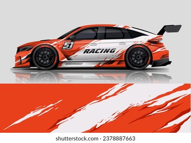 Sporty modern Racing Car wrap livery design