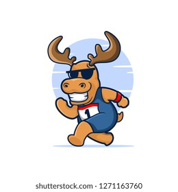 Sporty Moose Run Big Smile