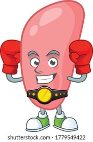 A sporty neisseria gonorhoeae boxing athlete cartoon mascot design style. Vector illustration