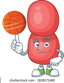 An sporty neisseria gonorrhoeae mascot design style playing basketball on league. Vector illustration