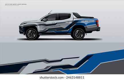 Sporty pick up truck car wrap livery design vector printable files