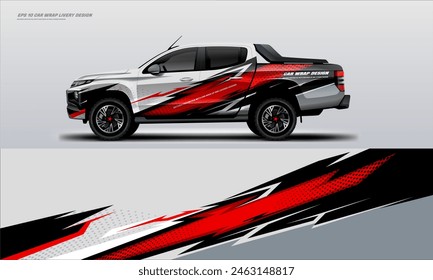Sporty pick up truck car wrap livery design vector printable files
