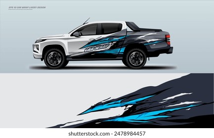 Sporty pick up truck car wrap livery design ready print decal fit on universal pick up truck vecihles