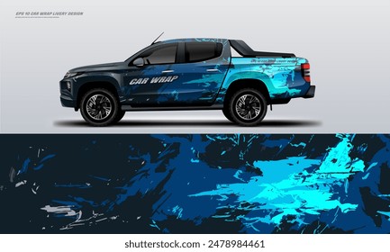 Sporty pick up truck car wrap livery design ready print decal fit on universal pick up truck vecihles