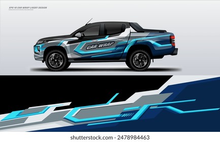 Sporty pick up truck car wrap livery design ready print decal fit on universal pick up truck vecihles