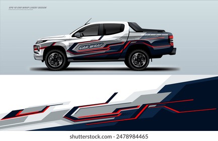 Sporty pick up truck car wrap livery design ready print decal fit on universal pick up truck vecihles