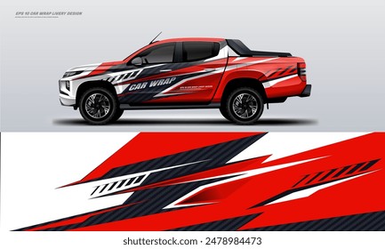 Sporty pick up truck car wrap livery design ready print decal fit on universal pick up truck vecihles