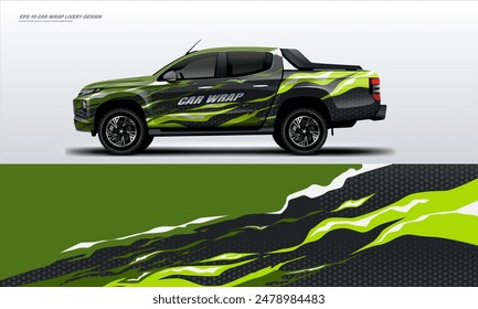 Sporty pick up truck car wrap livery design ready print decal fit on universal pick up truck vecihles