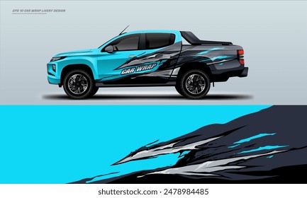 Sporty pick up truck car wrap livery design ready print decal fit on universal pick up truck vecihles