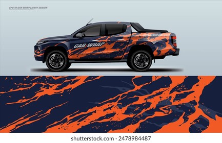 Sporty pick up truck car wrap livery design ready print decal fit on universal pick up truck vecihles
