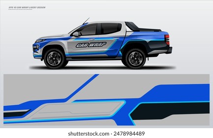 Sporty pick up truck car wrap livery design ready print decal fit on universal pick up truck vecihles