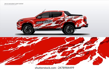 Sporty pick up truck car wrap livery design ready print decal fit on universal pick up truck vecihles