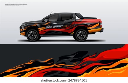 Sportliche Pick-up-Truck-Auto-Wrap-Livery-Design-Ready-Print-Aufkleber-Fit auf Universal-Pick-up-Truck-Fahrzeuge