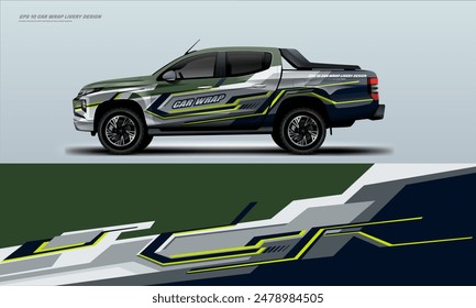 Sporty pick up truck car wrap livery design ready print decal fit on universal pick up truck vecihles