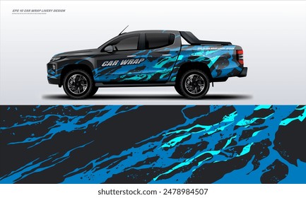 Sporty pick up truck car wrap livery design ready print decal fit on universal pick up truck vecihles