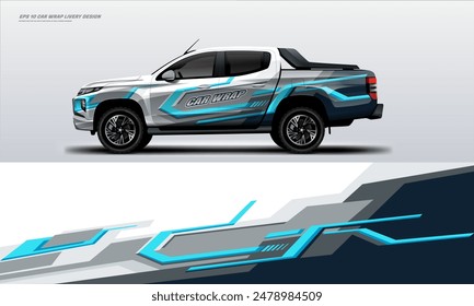 Sporty pick up truck car wrap livery design ready print decal fit on universal pick up truck vecihles