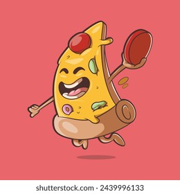 Sporty Pizza character vector illustration. Fast food, sports design concept.