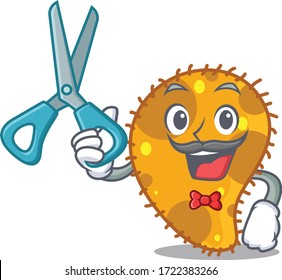 Sporty pseudomonas cartoon character design with barber