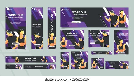Sporty Purple Banner Design Set