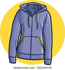Sporty purple hoodie cartoon illustration