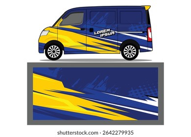 Sporty corridas grande van wrap carro wrap livery design foe universal médio vetor eps vetor pronto imprimir arquivo imprimível EPS 10