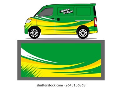Sporty racing big van wrap car wrap livery design foe universal medium van vector eps ready print printable file EPS 10 in green color combinations