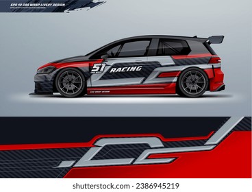 Sporty Racing Car Wrap Design with printable file below