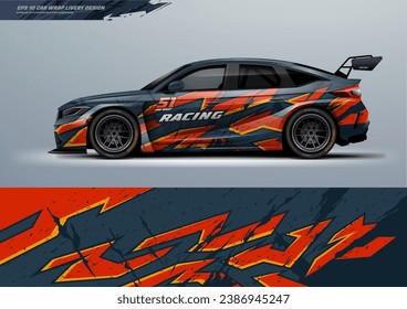 Sporty Racing Car Wrap Design with printable file below