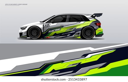 Sporty racing car wrap design livery universal car racing decal vector file and printable file below