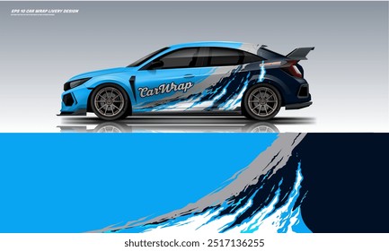 Sporty racing car wrap design livery. universal car wrap diagonal strip