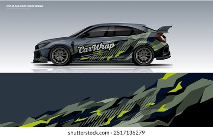 Sportliche Rennwagen Wrap Design Livree. Diagonalstreifen für Universalfahrzeug