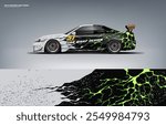 Sporty Racing Car wrap livery design with a touch of black. vinyl sticker design in vector file