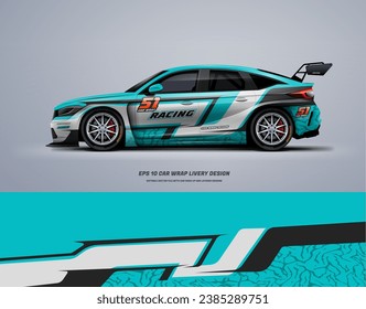 Sporty racing car wrap livery design