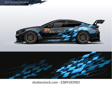 Sporty Racing Car envuelve el diseño de livery. diseño de pegatinas de vinilo en archivo vectorial