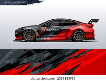 Sporty Racing Car envuelve el diseño de livery. diseño de pegatinas de vinilo en archivo vectorial