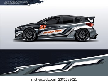 Sporty Racing Car wrap livery design with vector printable file nelow