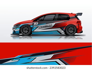 Sporty Racing Car wrap livery design with vector printable file nelow