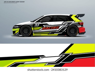 Sporty racing car wrap livery design with printable file vector file eps 10