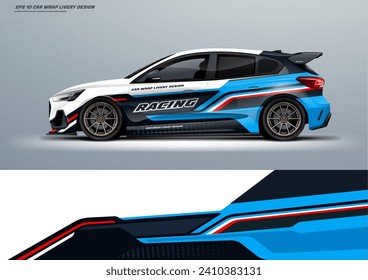 Sporty racing car wrap livery design with printable file vector file eps 10