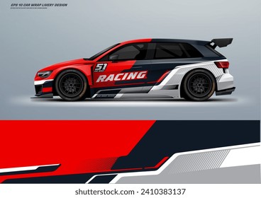 Sporty Racing Car Wrap Livery Design mit druckbarer Datei, Vektor Datei eps10