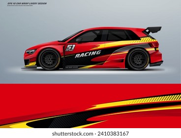 Sporty racing car wrap livery design with printable file vector file eps 10