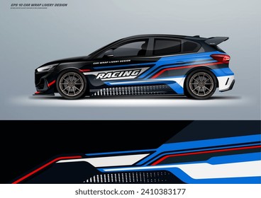 Sporty racing car wrap livery design with printable file vector file eps 10