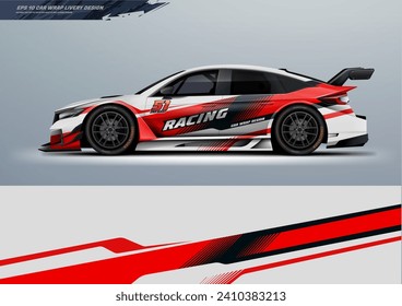 Sporty Racing Car Wrap Livery Design mit druckbarer Datei, Vektor Datei eps10