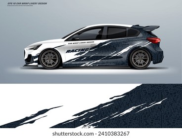 Sporty racing car wrap livery design with printable file vector file eps 10