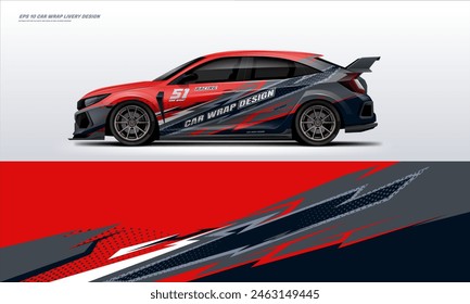 Sporty Racing Car wrap livery design. vinyl sticker design in vector file