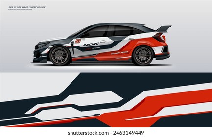 Sporty Racing Car wrap livery design. vinyl sticker design in vector file